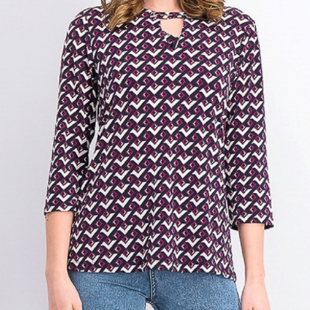 Magnolia Grace diamond geometric print blouse top